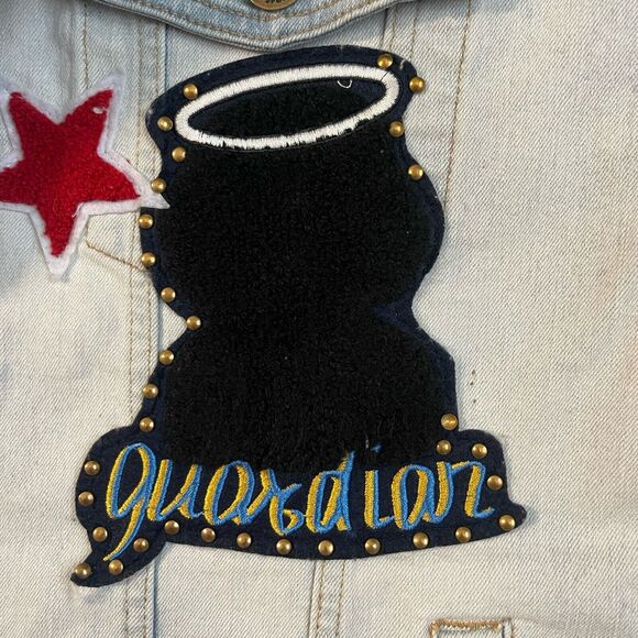 PYFD Vintage Denim Jacket Mens 2XL Guardian Angel King Streetwear Rock Hip Hop - Picture 9 of 16